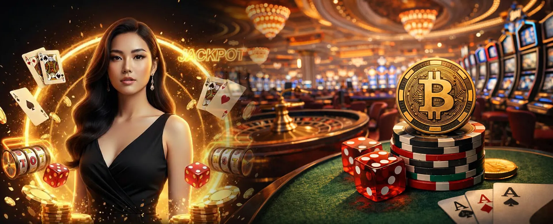 A live dealer in a modern casino studio, engaging with players for interactive gaming.